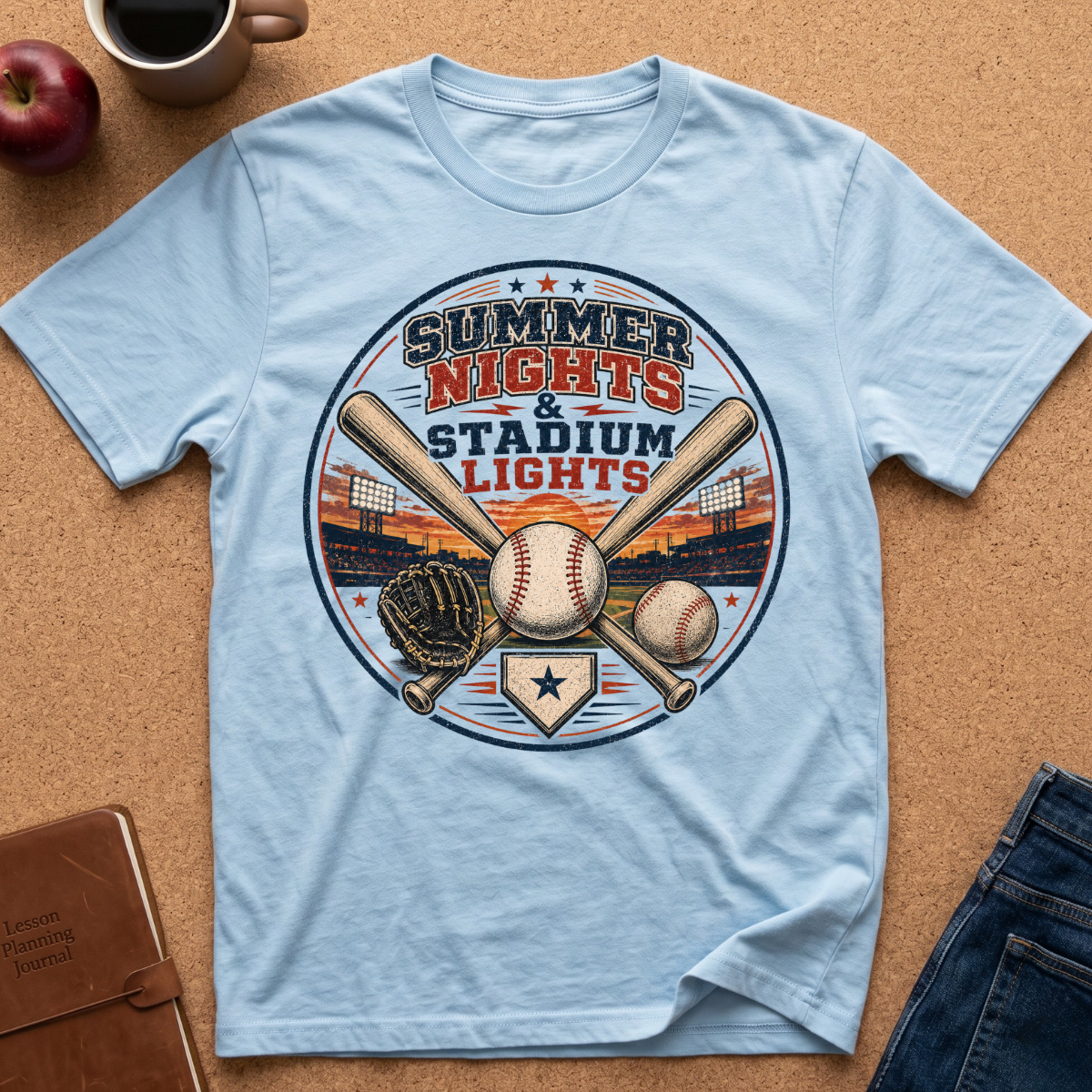 Summer Nights & Stadium Lights Baseball T-Shirt