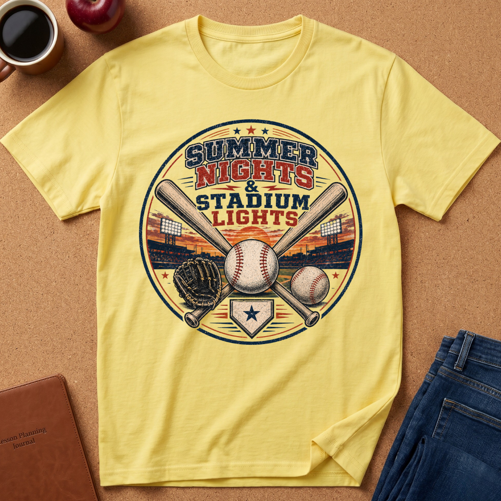 Summer Nights & Stadium Lights Baseball T-Shirt