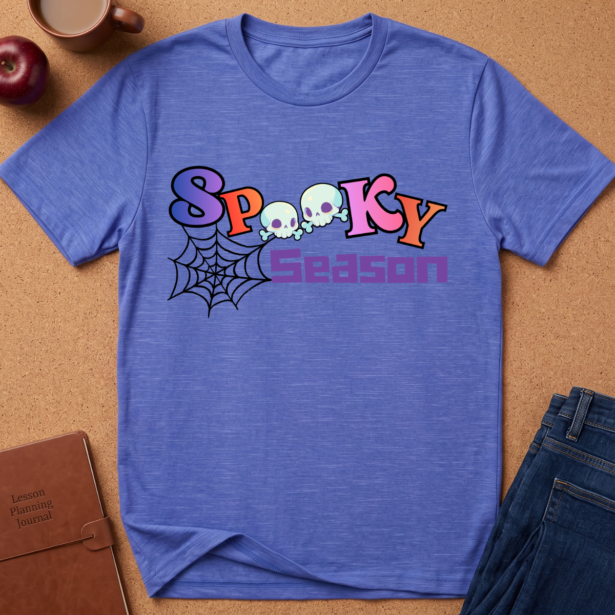 Spooky Season T-Shirt — Cute Skull & Spiderweb Halloween Tee