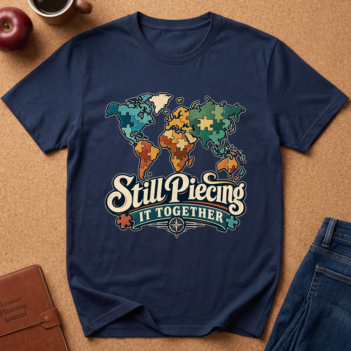 Still Piecing It Together World Map T-Shirt