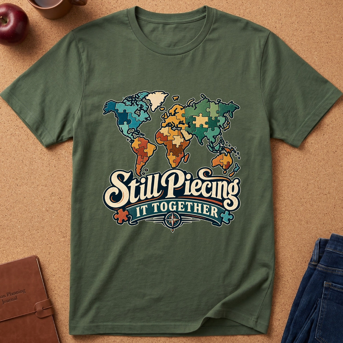 Still Piecing It Together World Map T-Shirt
