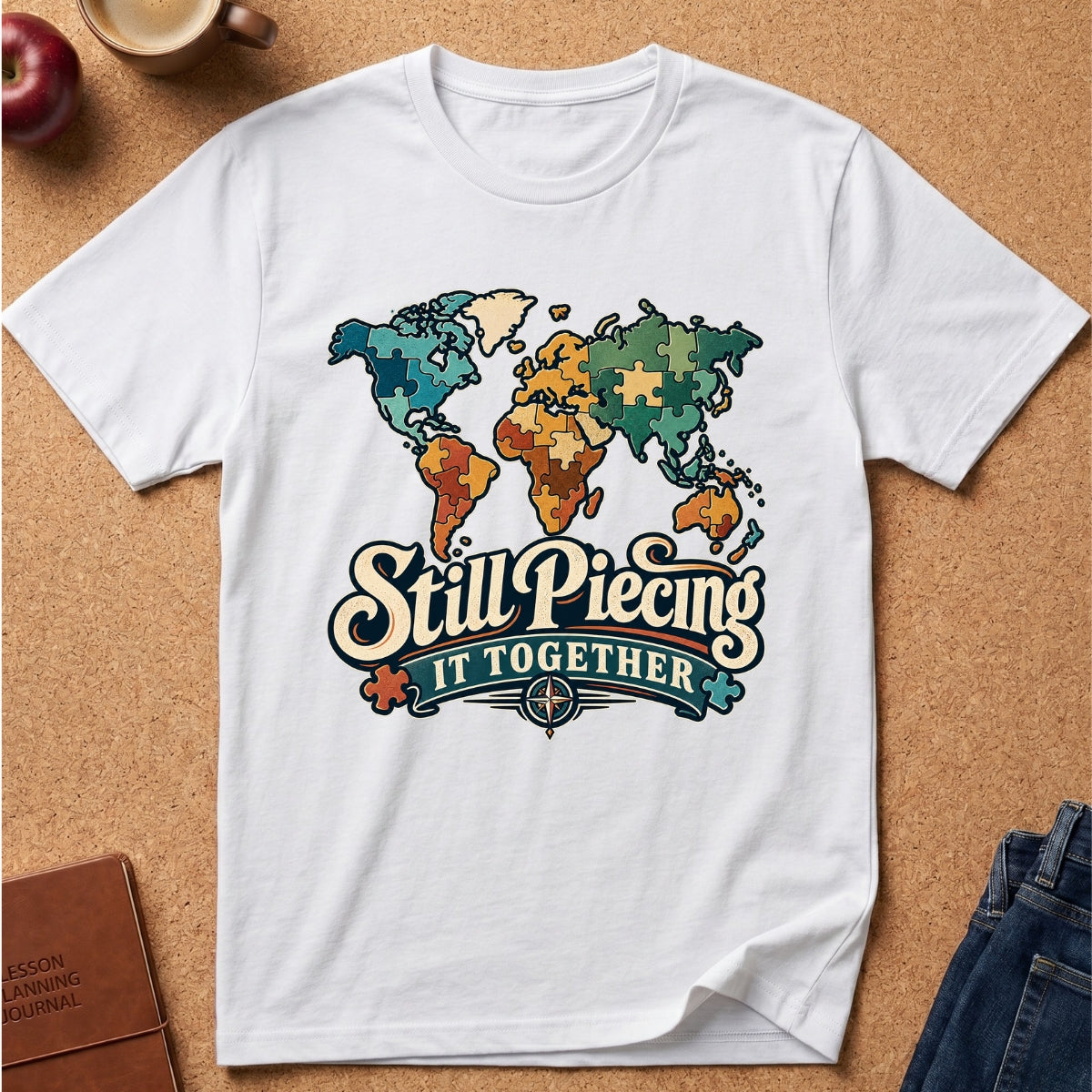 Still Piecing It Together World Map T-Shirt