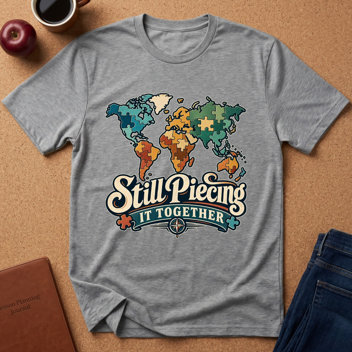 Still Piecing It Together World Map T-Shirt