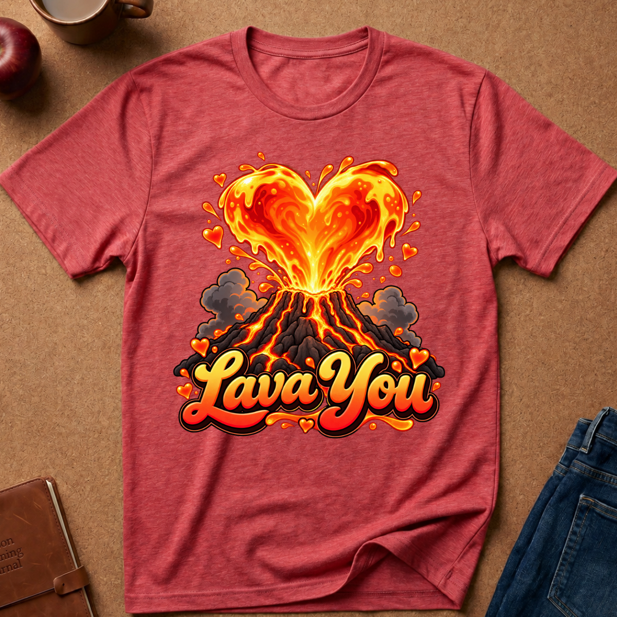 Lava You Volcano Heart T-Shirt