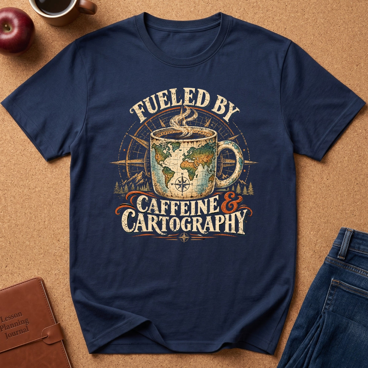 Fueled by Caffeine and Cartography Coffee T-Shirt
