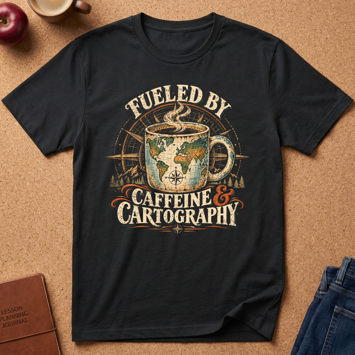 Fueled by Caffeine and Cartography Coffee T-Shirt