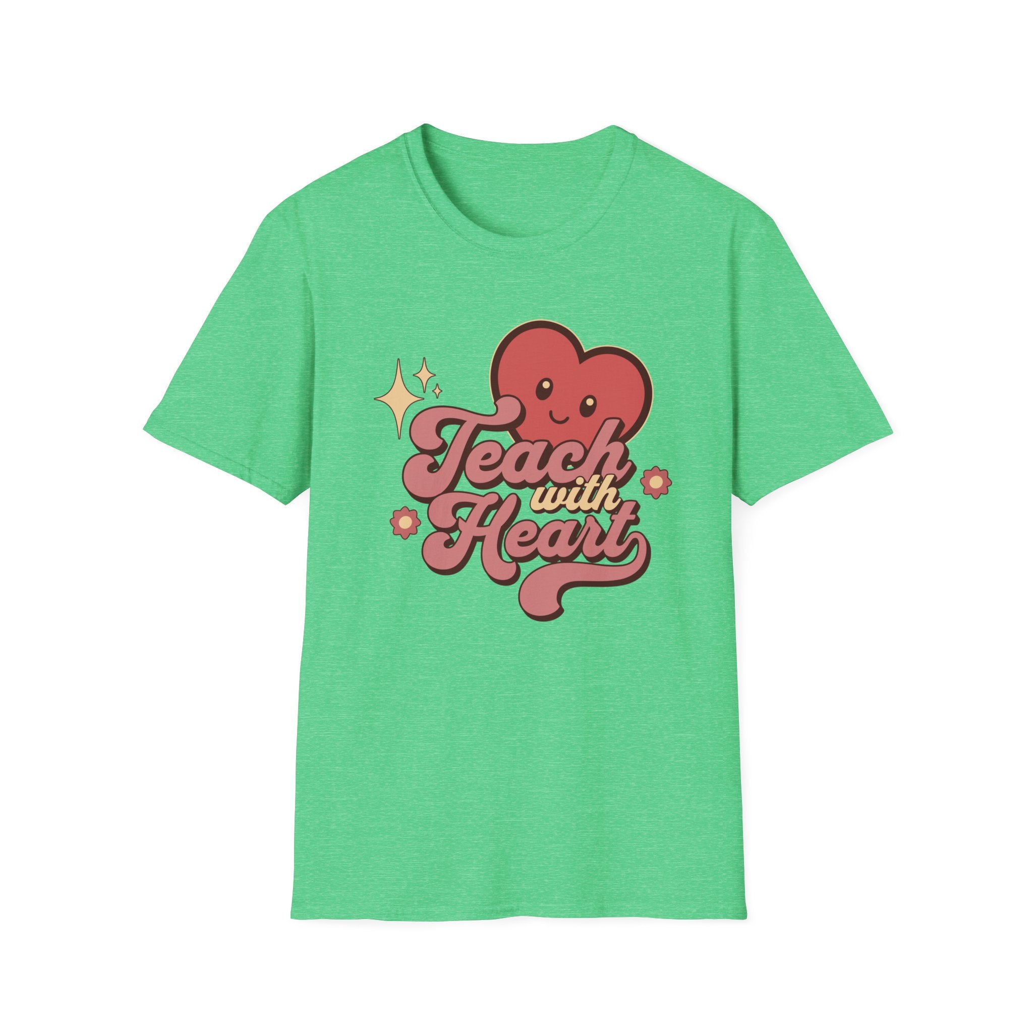 Teach With Heart T-Shirt — Cute Retro Heart Teacher Tee