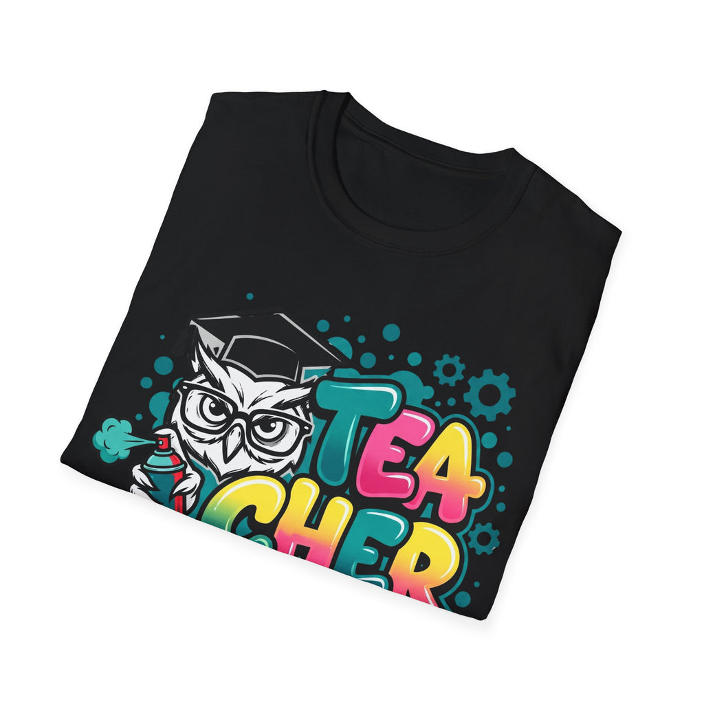 Teacher Owl Graphic T-Shirt - Colorful 'Teacher' Design, Back-to-School & Teacher Gift