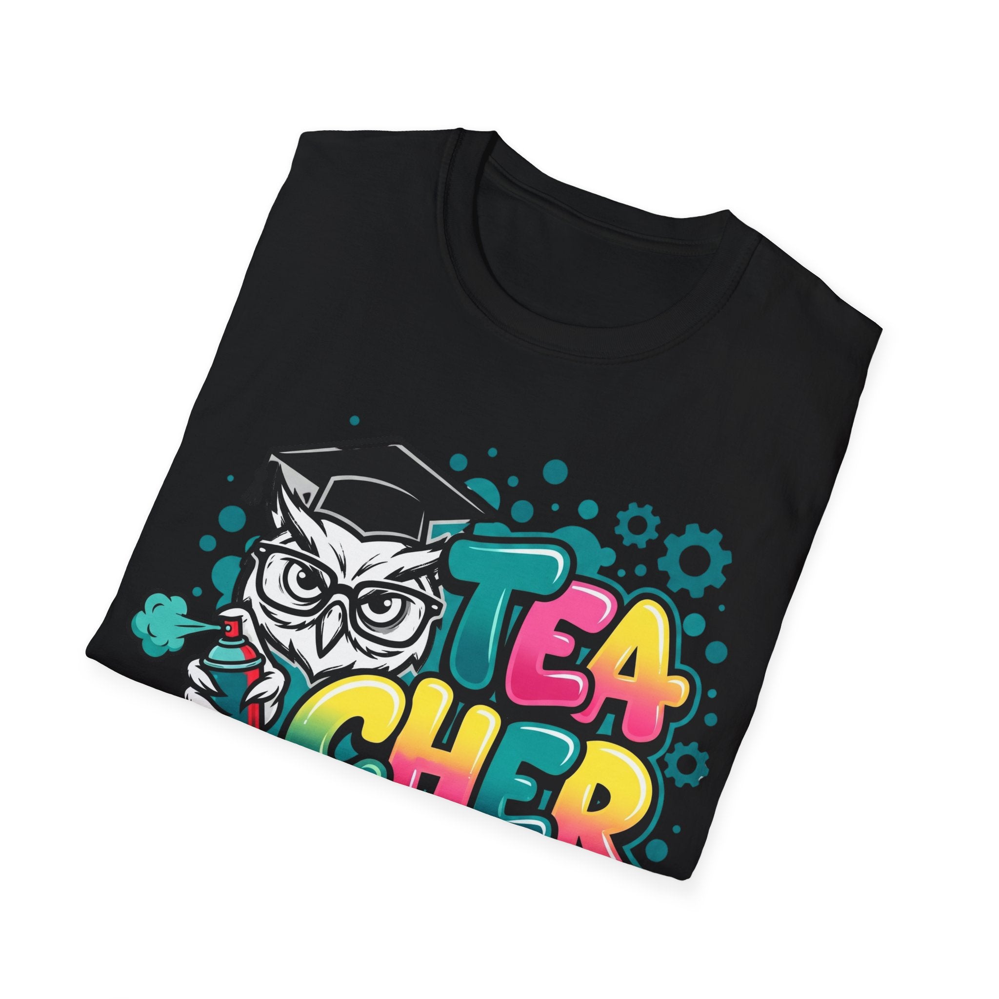 Teacher Owl Graphic T-Shirt - Colorful 'Teacher' Design, Back-to-School & Teacher Gift