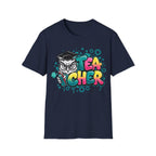 Teacher Owl Graphic T-Shirt - Colorful 'Teacher' Design, Back-to-School & Teacher Gift
