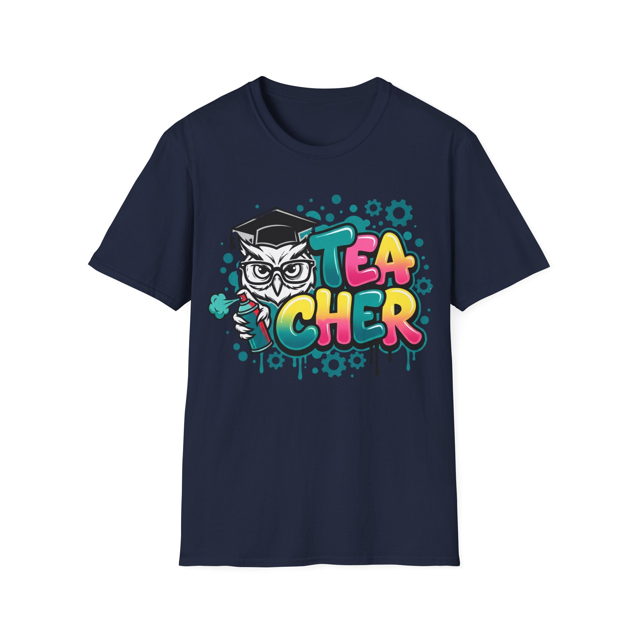 Teacher Owl Graphic T-Shirt - Colorful 'Teacher' Design, Back-to-School & Teacher Gift