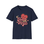 Teach With Heart T-Shirt — Cute Retro Heart Teacher Tee