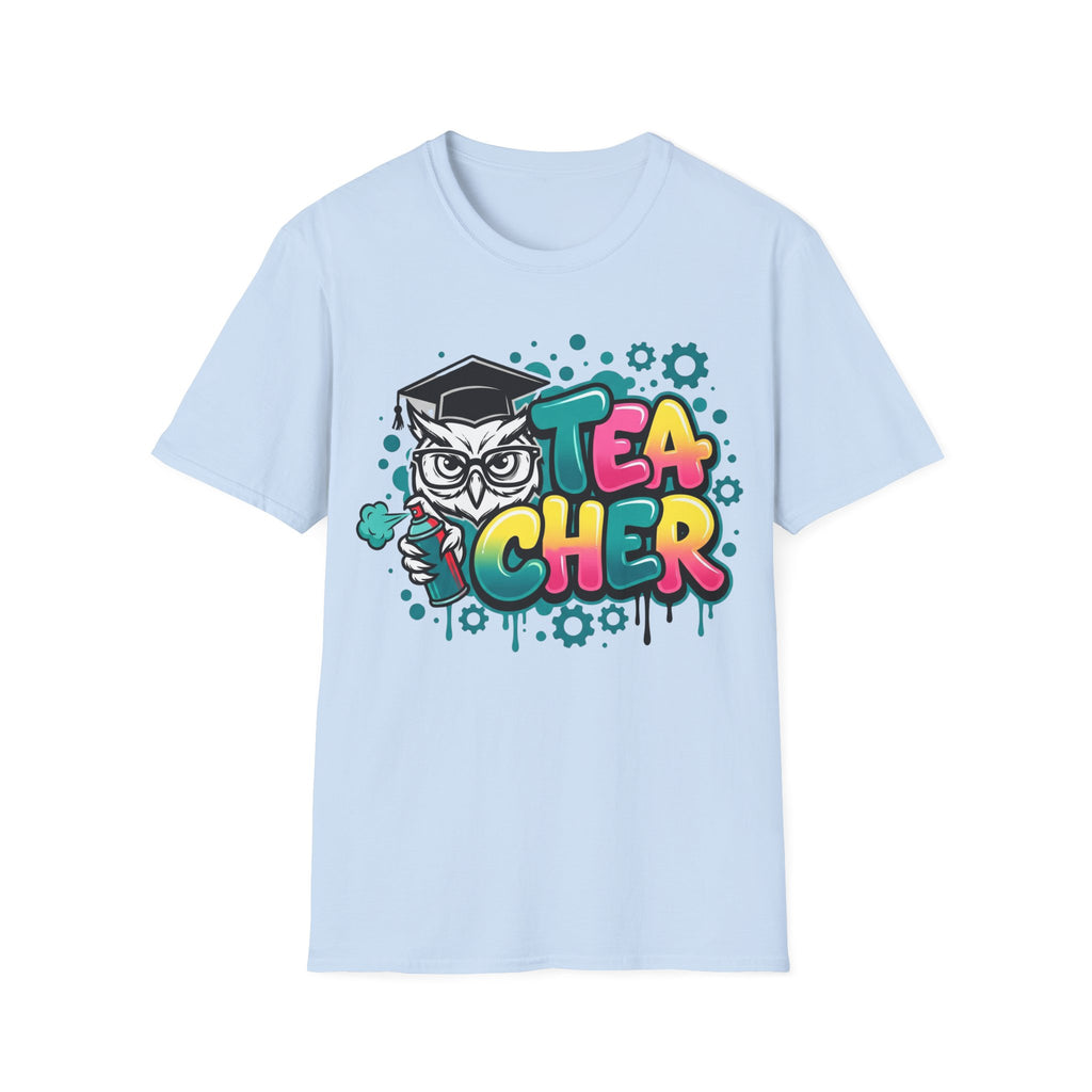 Teacher Owl Graphic T-Shirt - Colorful 'Teacher' Design, Back-to-School & Teacher Gift