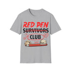 Red Pen Survivors Club T-Shirt — Funny Teacher & Student Grading Tee