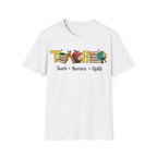 "Teach • Nurture • Uplift" Teacher T-Shirt -  School Apple & Books Tee