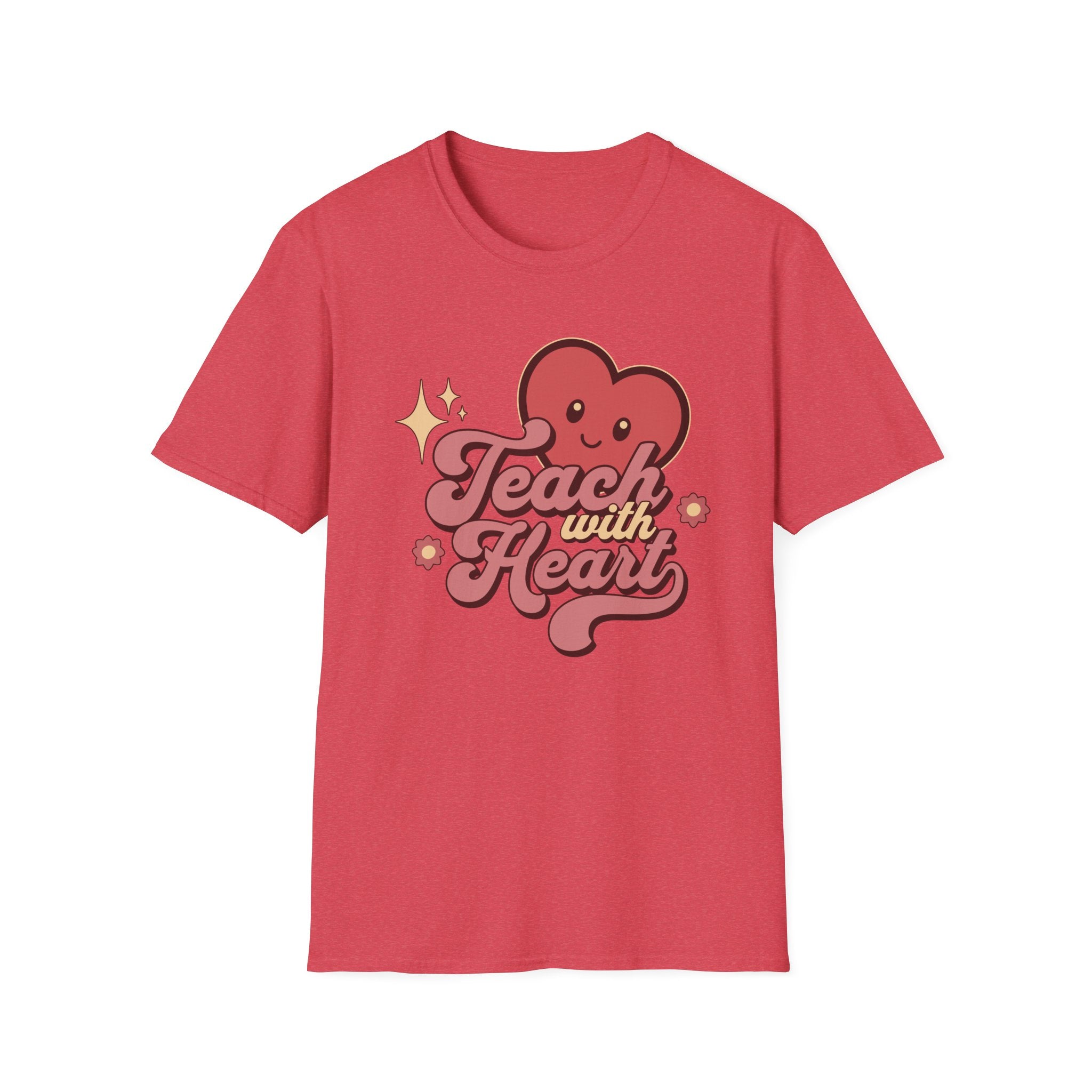 Teach With Heart T-Shirt — Cute Retro Heart Teacher Tee