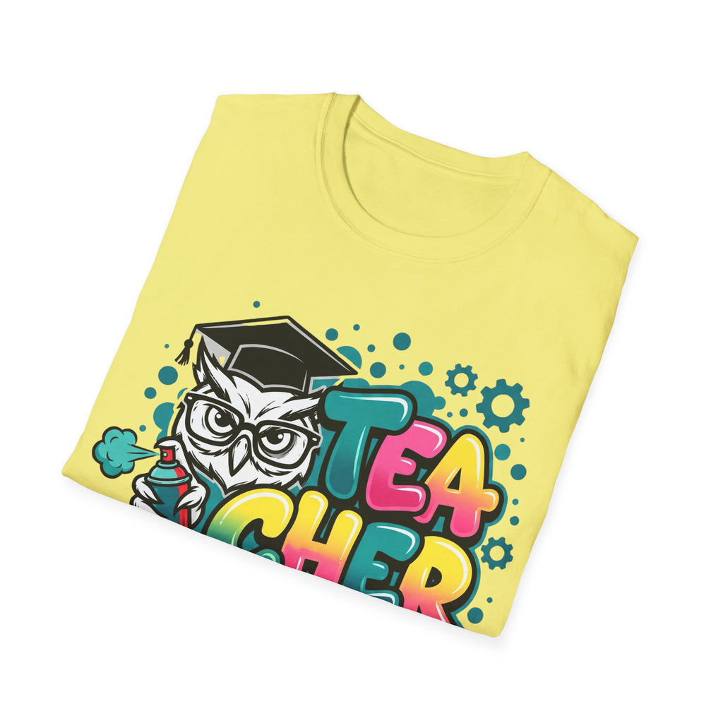 Teacher Owl Graphic T-Shirt - Colorful 'Teacher' Design, Back-to-School & Teacher Gift