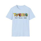 "Teach • Nurture • Uplift" Teacher T-Shirt -  School Apple & Books Tee