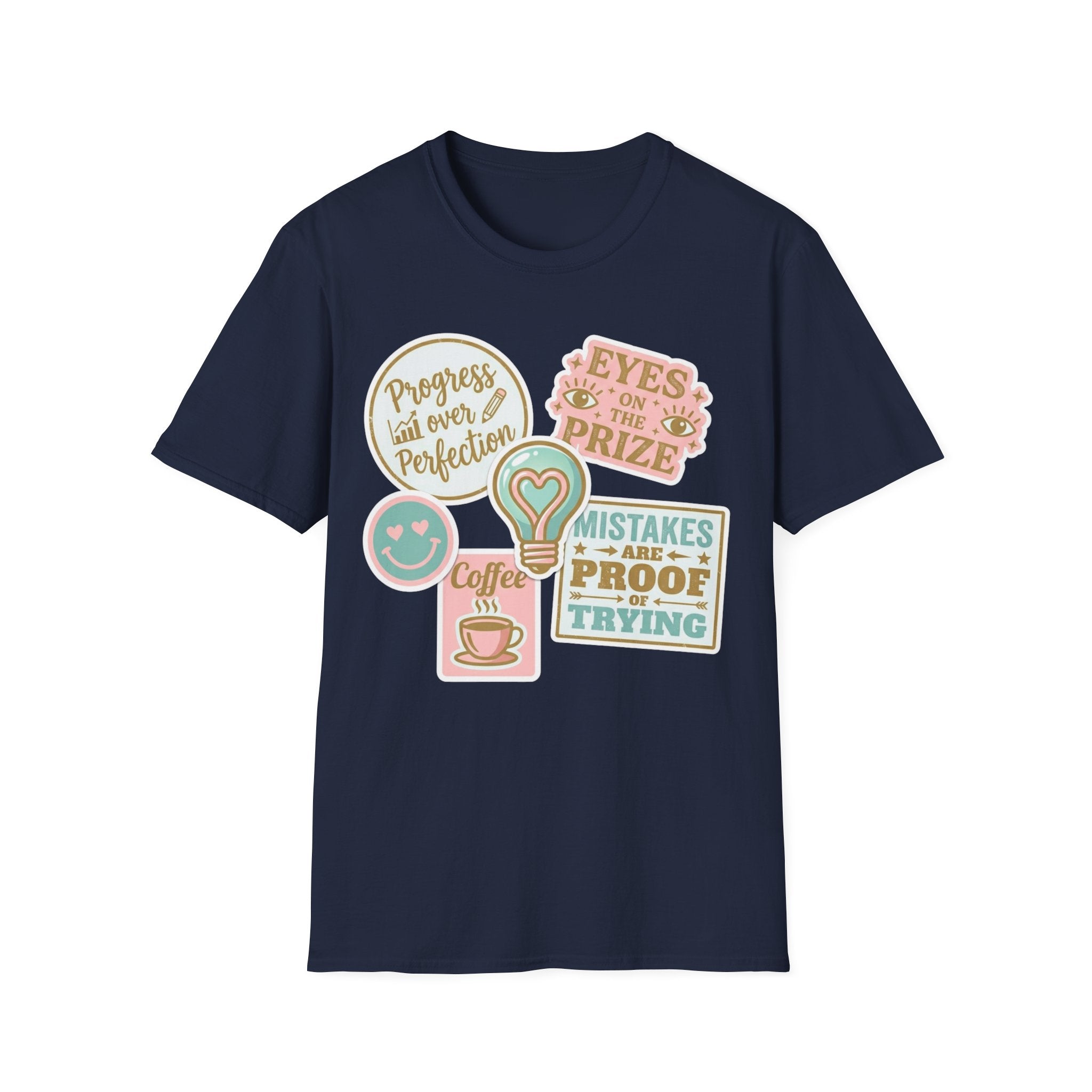 Positive Vibes T-Shirt — 'Mistakes Are Proof I'm Trying' Motivational Graphic Tee