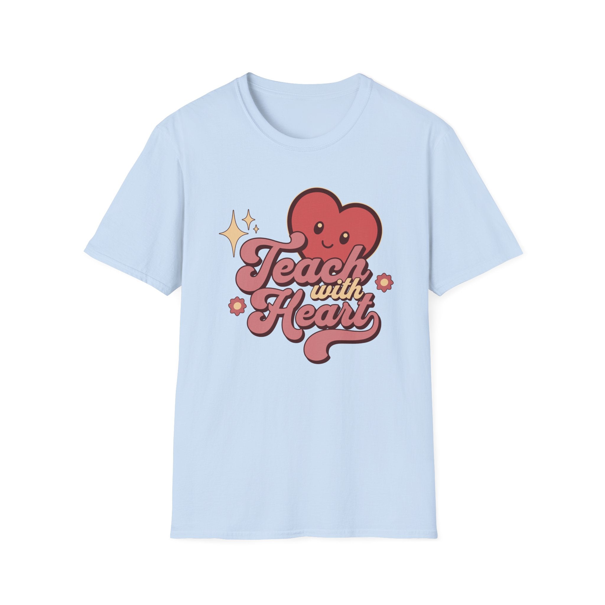 Teach With Heart T-Shirt — Cute Retro Heart Teacher Tee
