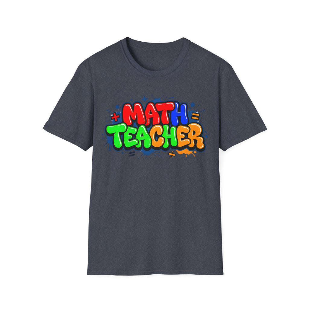 Math Teacher T-Shirt — Colorful Graffiti Design