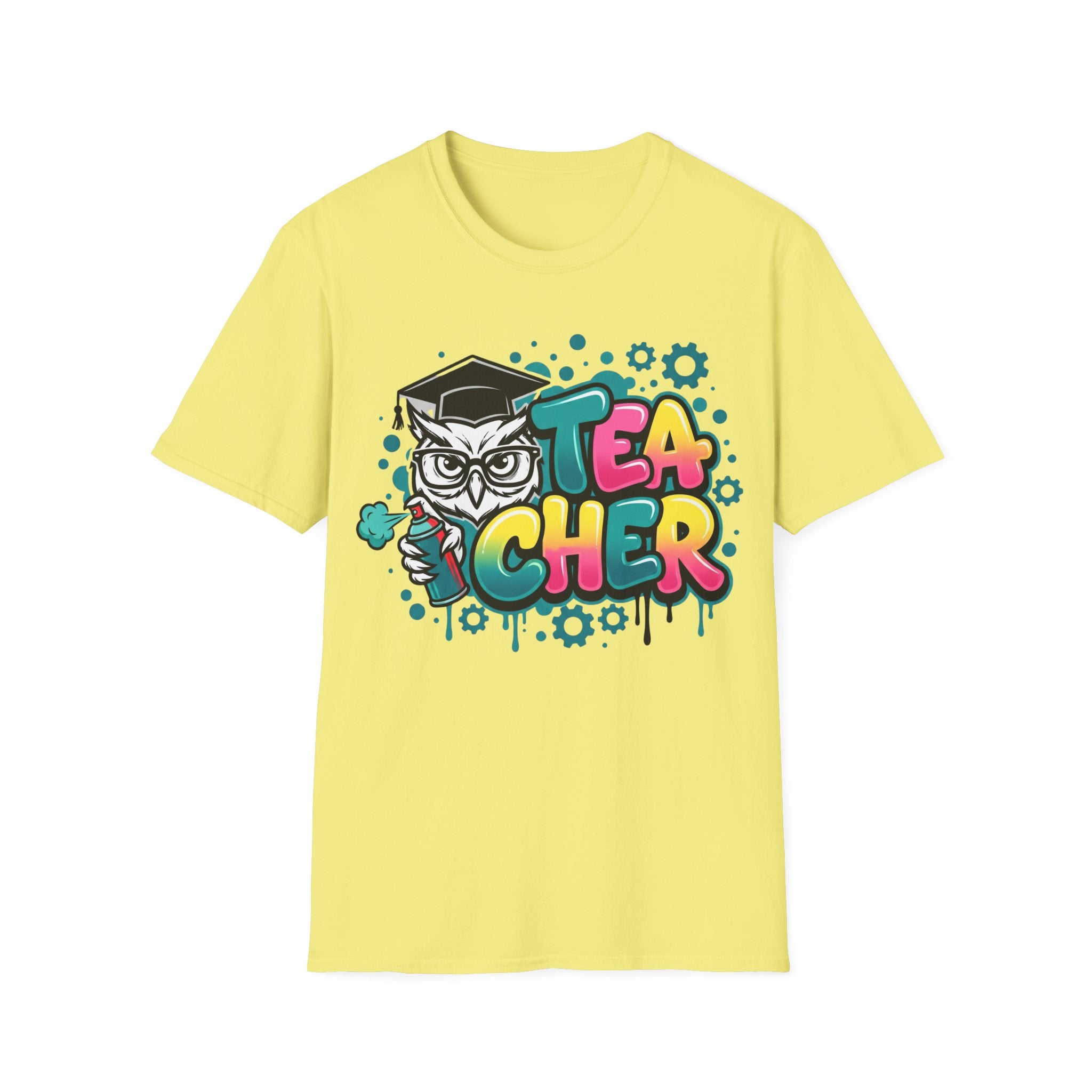 Teacher Owl Graphic T-Shirt - Colorful 'Teacher' Design, Back-to-School & Teacher Gift