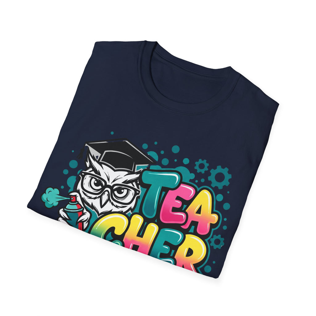 Teacher Owl Graphic T-Shirt - Colorful 'Teacher' Design, Back-to-School & Teacher Gift