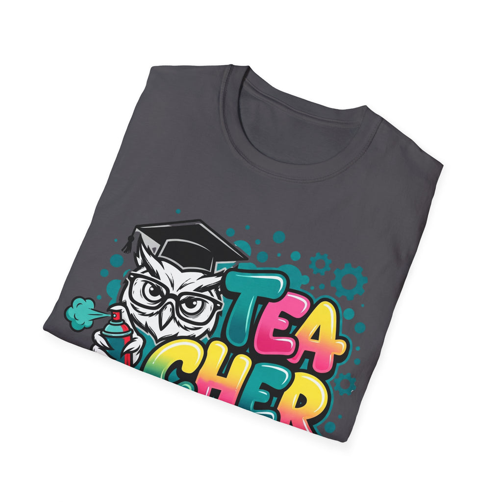 Teacher Owl Graphic T-Shirt - Colorful 'Teacher' Design, Back-to-School & Teacher Gift