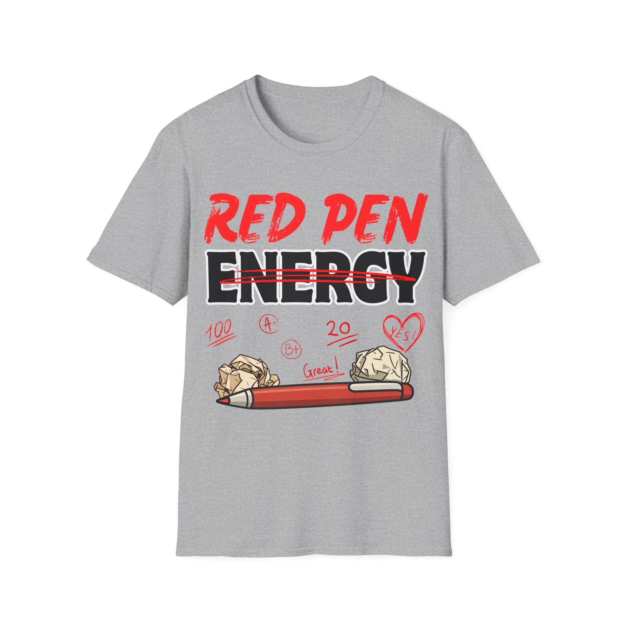 Red Pen Energy T-Shirt – Funny Teacher Grading Shirt
