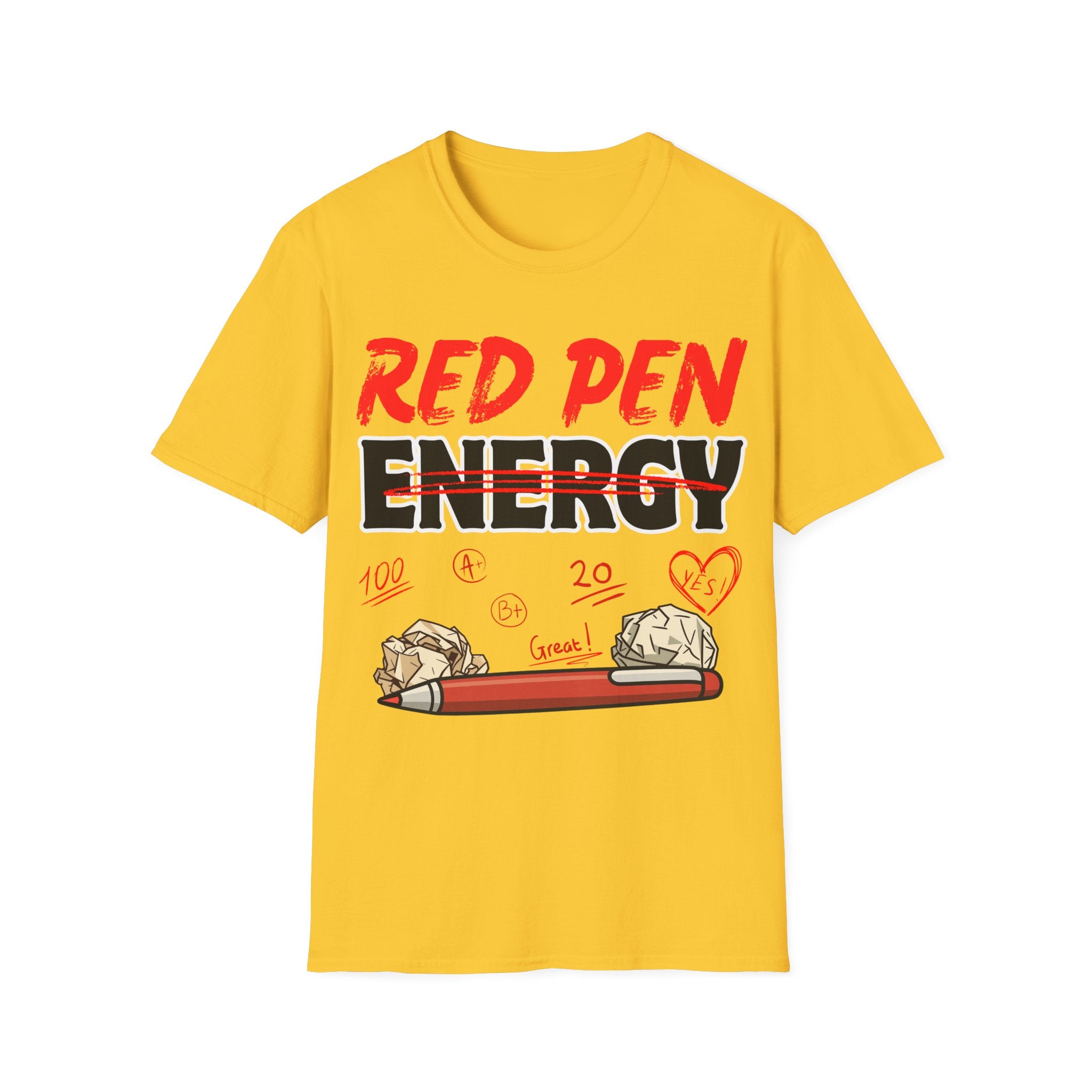 Red Pen Energy T-Shirt – Funny Teacher Grading Shirt