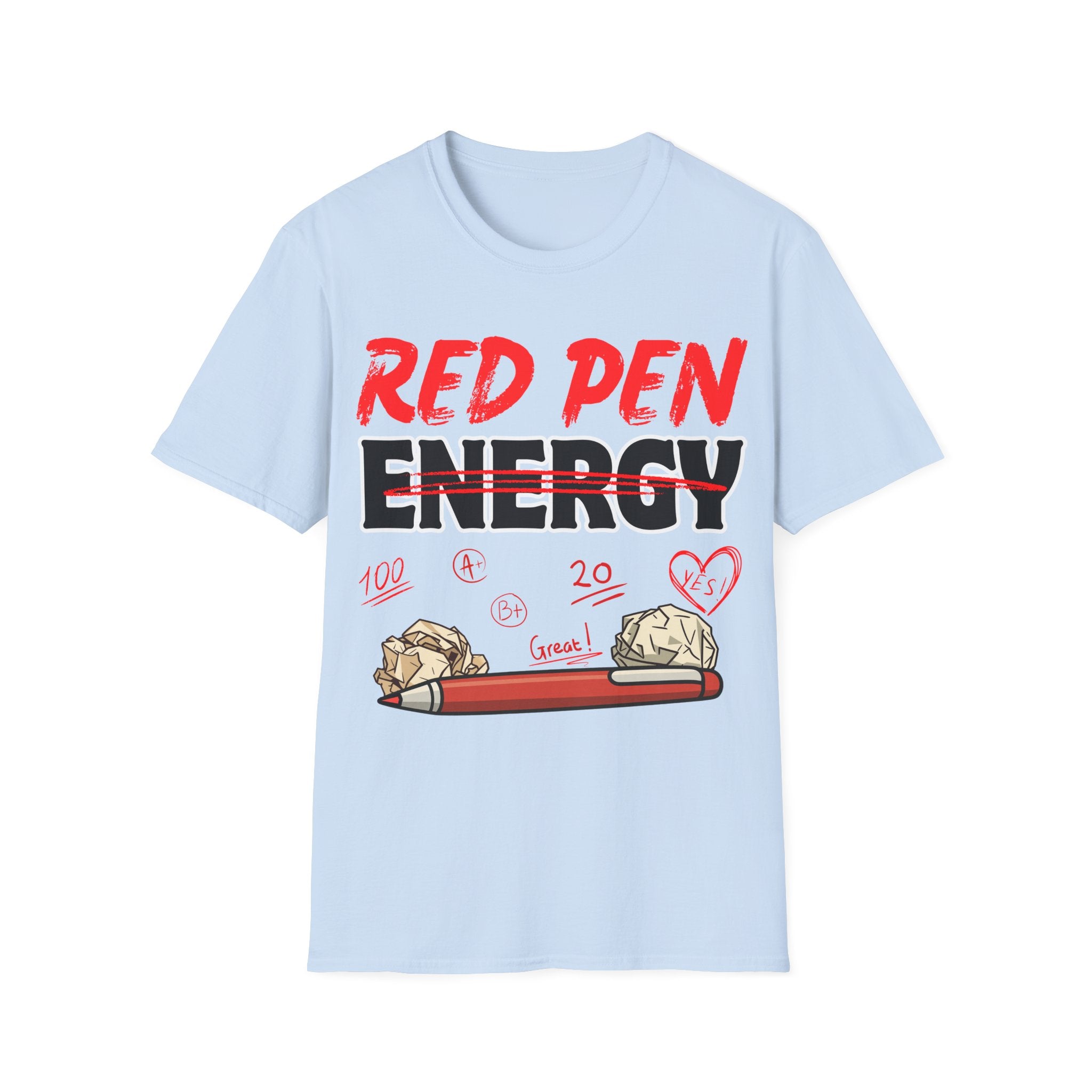Red Pen Energy T-Shirt – Funny Teacher Grading Shirt