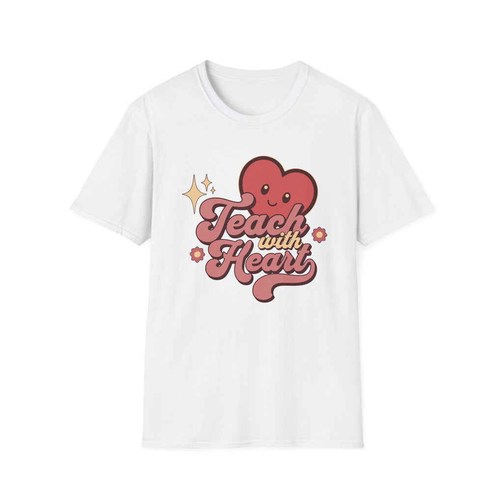Teach With Heart T-Shirt — Cute Retro Heart Teacher Tee