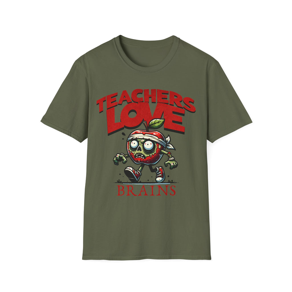 Teachers Love Brains T-Shirt — Funny Zombie Apple Teacher Tee
