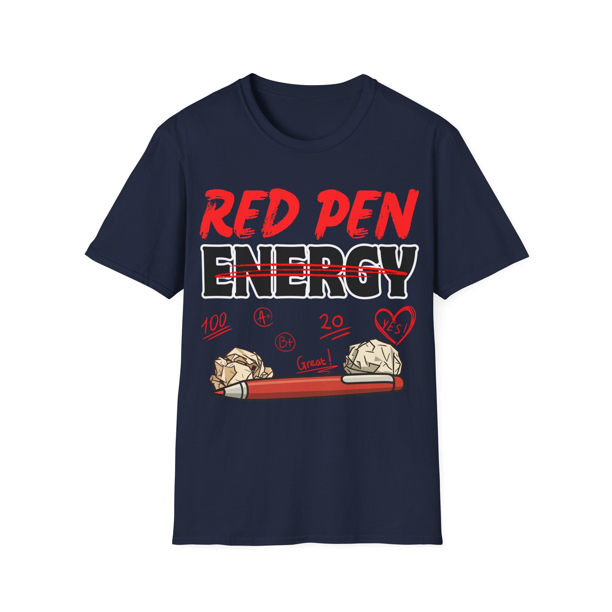 Red Pen Energy T-Shirt – Funny Teacher Grading Shirt