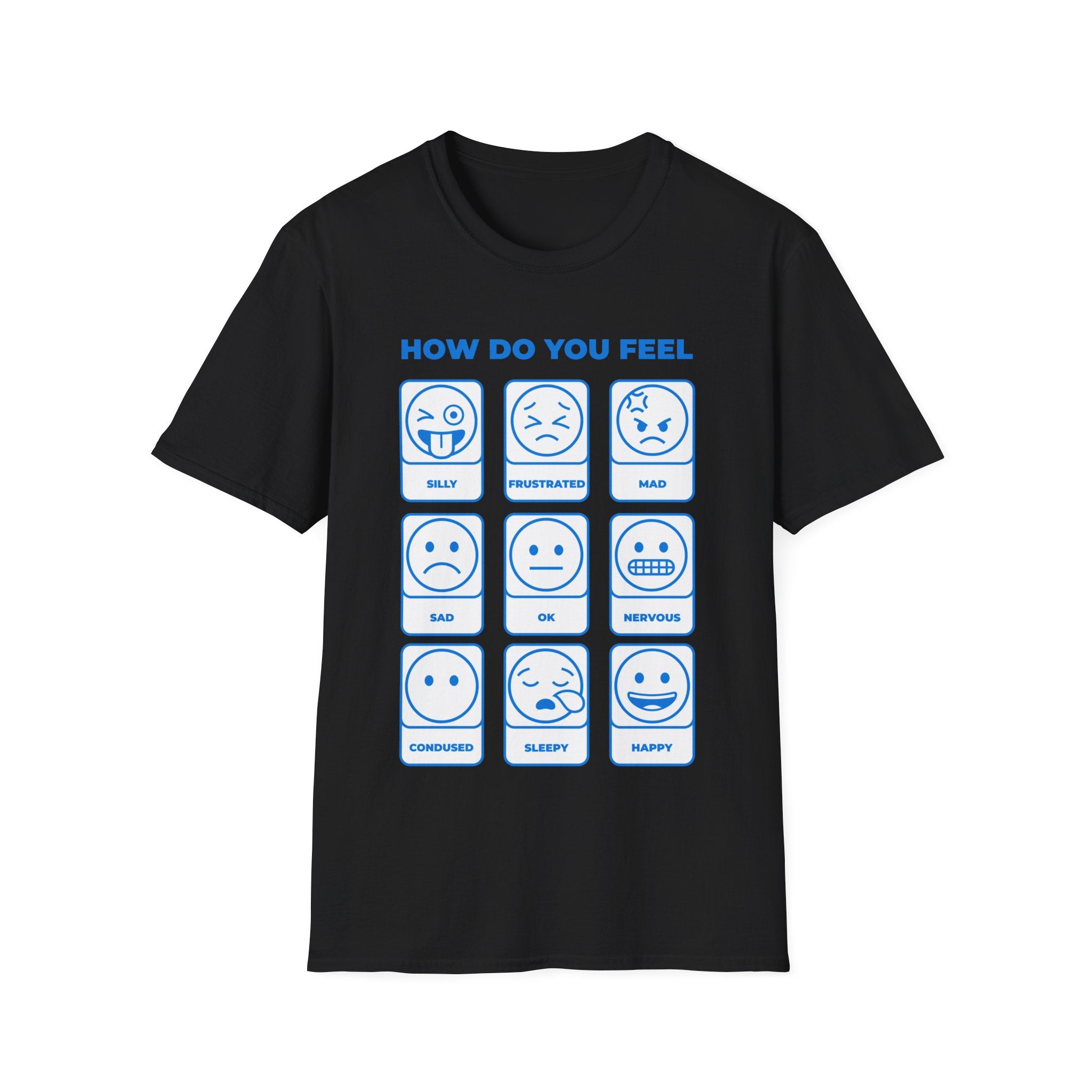 "How Do You Feel" Mood Chart T-Shirt — Emoji Grid Tee