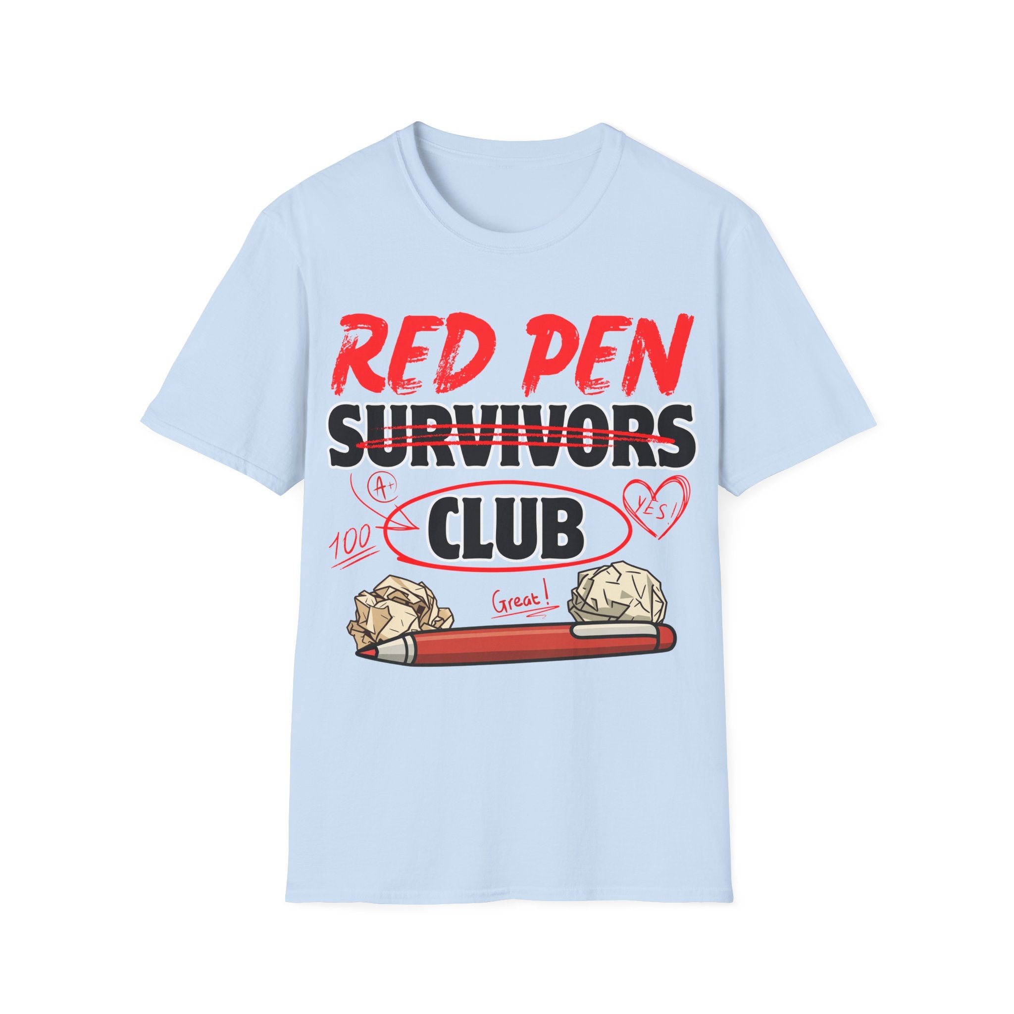 Red Pen Survivors Club T-Shirt — Funny Teacher & Student Grading Tee
