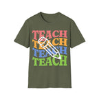 Teacher Pencil Tee — Colorful "TEACH" Graphic T-Shirt for Educators