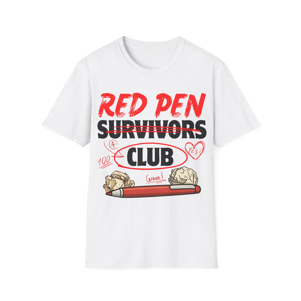 Red Pen Survivors Club T-Shirt — Funny Teacher & Student Grading Tee