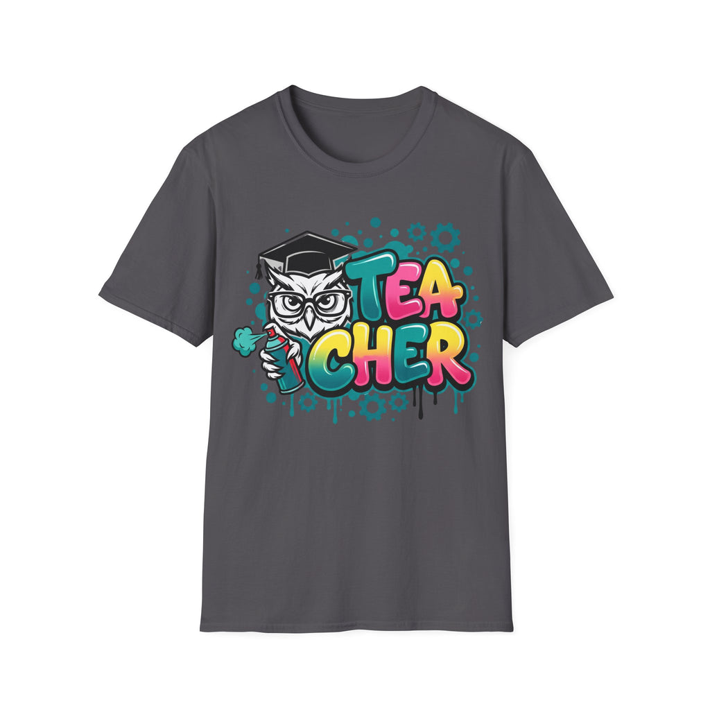Teacher Owl Graphic T-Shirt - Colorful 'Teacher' Design, Back-to-School & Teacher Gift