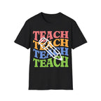Teacher Pencil Tee — Colorful "TEACH" Graphic T-Shirt for Educators