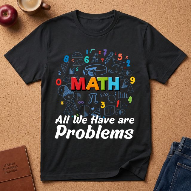 Math Problems Graphic T-Shirt — "All We Have Are Problems" Teacher & Student Tee