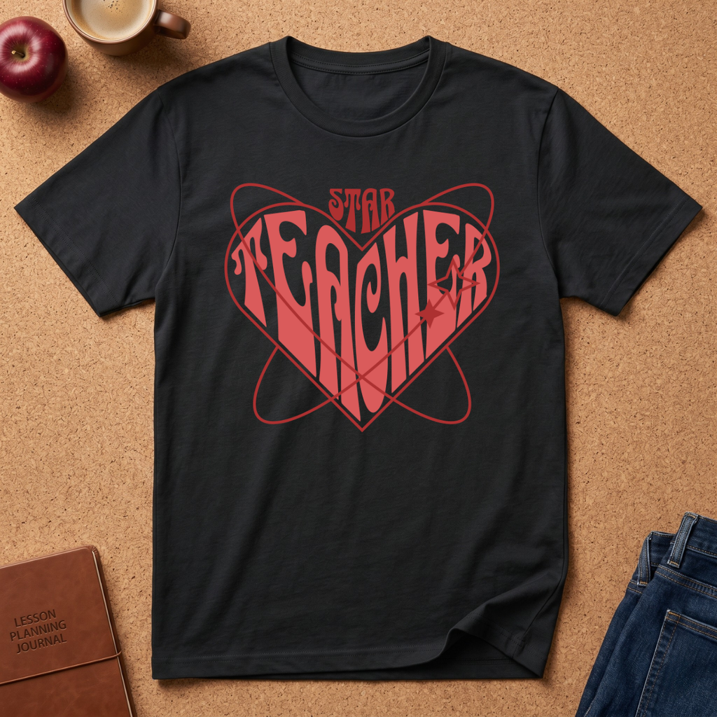 Star Teacher Heart T-Shirt — Retro Heart Graphic Tee