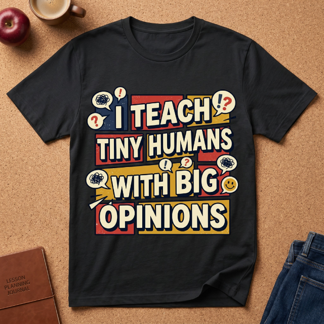 "I Teach Tiny Humans With Big Opinions" Teacher T-Shirt – Funny Educator Tee