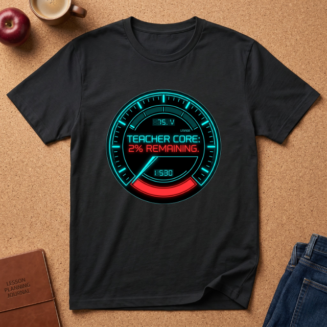 Teacher Core 2% Remaining T-Shirt — Funny Gamer Teacher Tee