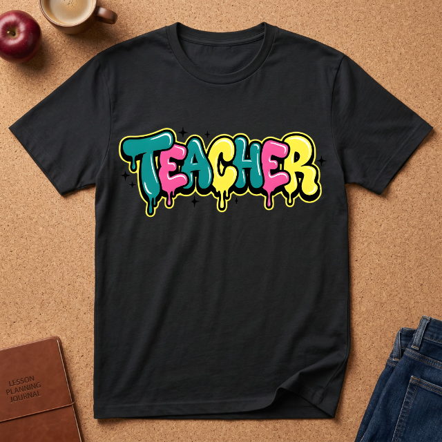 Teacher Colorful Drip Graffiti T-Shirt