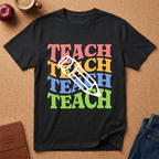 Teacher Pencil Tee — Colorful "TEACH" Graphic T-Shirt for Educators