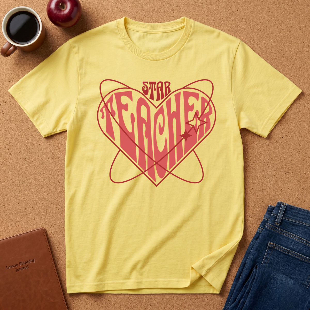 Star Teacher Heart T-Shirt — Retro Heart Graphic Tee