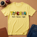 "Teach • Nurture • Uplift" Teacher T-Shirt -  School Apple & Books Tee