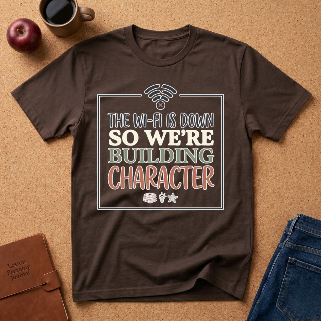 "The Wi‑Fi Is Down So We're Building Character" T-Shirt - Funny Graphic Tee
