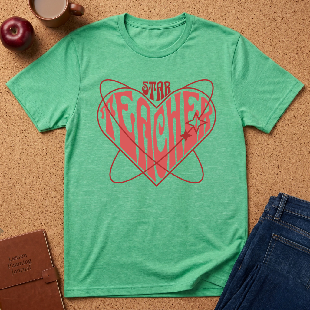 Star Teacher Heart T-Shirt — Retro Heart Graphic Tee